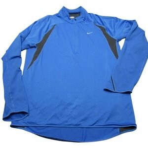 Nike Fit Dry Shirt Men Large Blue Pocket Pullover Half Zip Running Athletic Tech
